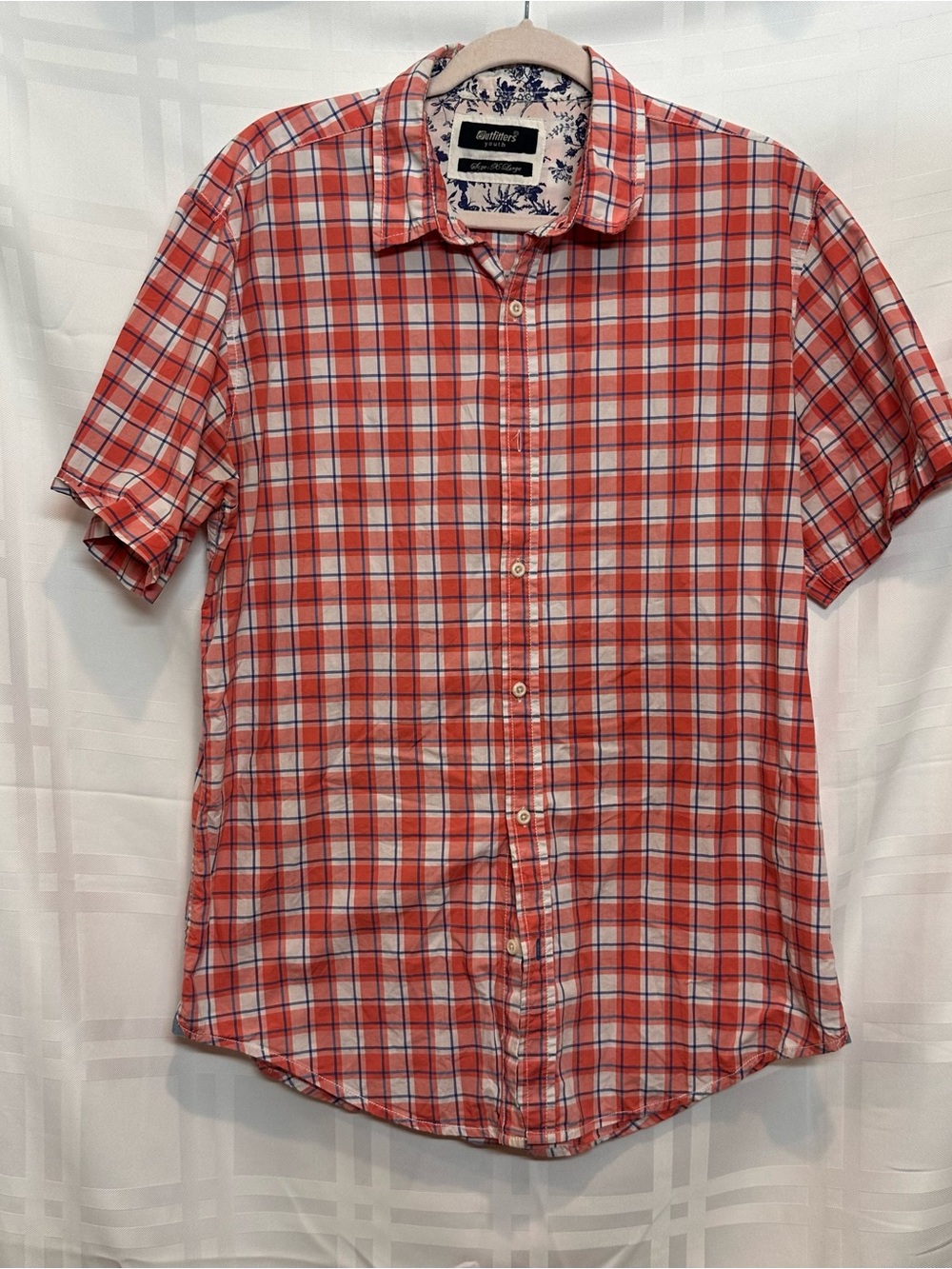 Outfitters Denim Plaid Button Up Shirt Youth XL Red White Blue
Short Sleeve